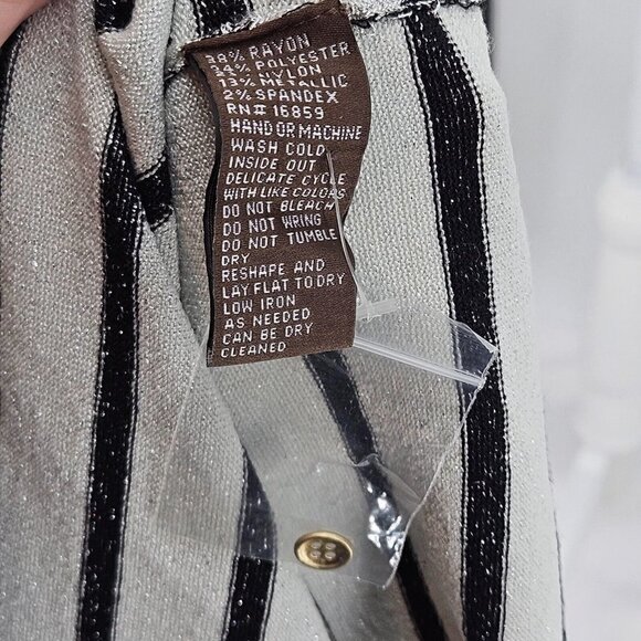 J. McLaughlin Ginger Metallic Stripe Sweater Silver Women’s Size S Preppy Party - Picture 10 of 11